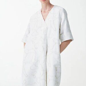 COS Jacquard V-Neck Cotton-Linen Dress 14